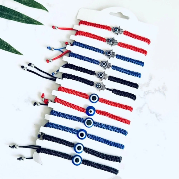 CLEARANCE Lucky Evil Eye Hamsa Bracelet Beads Red Blue String Protection Unisex - Picture 7 of 13